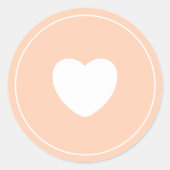 Minimalist Heart Sticker | Peach ラウンドシール (正面)
