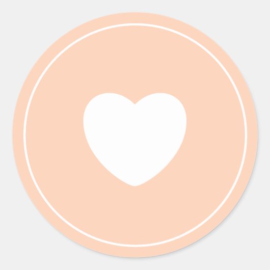 Minimalist Heart Sticker | Peach ラウンドシール (正面)