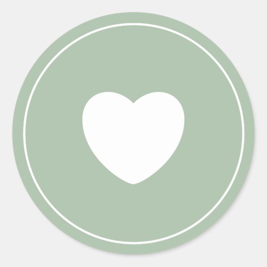 Minimalist Heart Sticker | Seafoam Green ラウンドシール (正面)