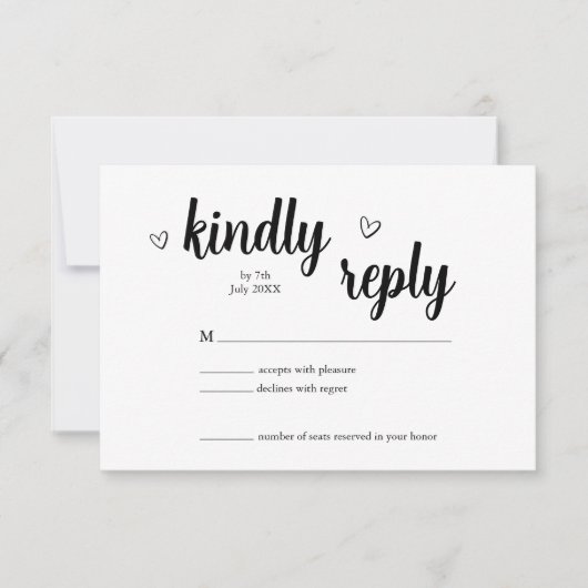 Minimalist Heart Wedding RSVP Card (正面)