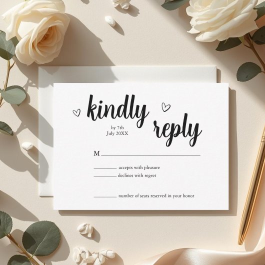Minimalist Heart Wedding RSVP Card