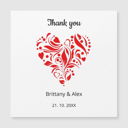 Minimalist Heart Wedding Thank You Card – Custom (正面)