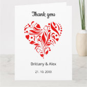 Minimalist Heart Wedding Thank You Card – Custom サンキューカード (正面)