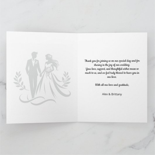 Minimalist Heart Wedding Thank You Card – Custom サンキューカード (内部)