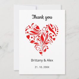 Minimalist Heart Wedding Thank You Card – Custom サンキューカード