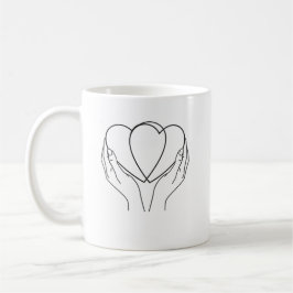 Minimalist Hearts & Hands Line Art Mug コーヒーマグカップ