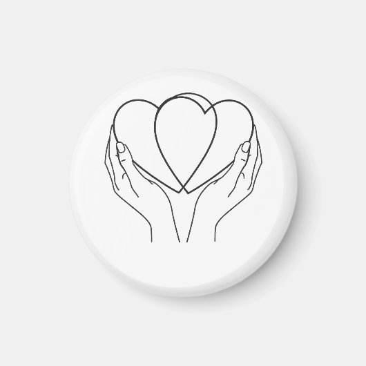 Minimalist Hearts & Hands Line Art Pillow マグネット (正面)