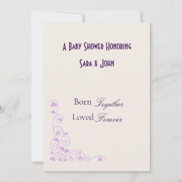 Minimalist Hearts Twin Love Baby Shower 招待状