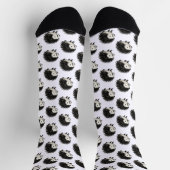 Minimalist Hedgehog – Black Ink Animal Design on  ソックス (上部)