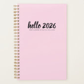 Minimalist Hello 2026 ピンク プランナー手帳 (正面)