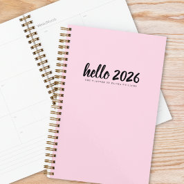 Minimalist Hello 2026 ピンク プランナー手帳