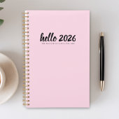 Minimalist Hello 2026 ピンク プランナー手帳