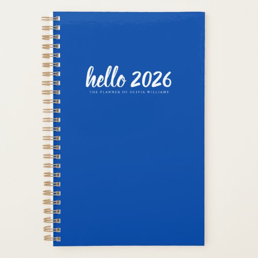 Minimalist Hello 2026 Blue プランナー手帳 (正面)