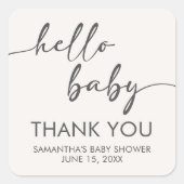 Minimalist Hello Baby Baby Shower スクエアシール (正面)