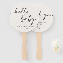 Minimalist Hello Baby Baby Shower ハンドファン