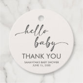 Minimalist Hello Baby Baby Shower フェイバータグ (正面)