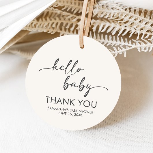 Minimalist Hello Baby Baby Shower フェイバータグ