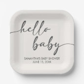 Minimalist Hello Baby Baby Shower ペーパープレート (正面)