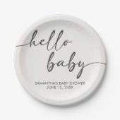 Minimalist Hello Baby Baby Shower ペーパープレート (正面)