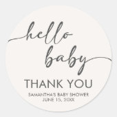 Minimalist Hello Baby Baby Shower ラウンドシール (正面)