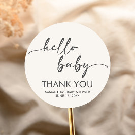 Minimalist Hello Baby Baby Shower ラウンドシール