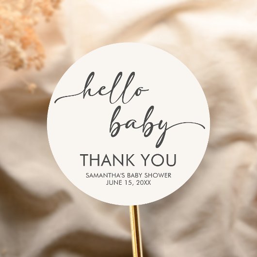 Minimalist Hello Baby Baby Shower ラウンドシール