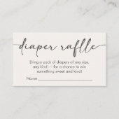 Minimalist Hello Baby Baby Shower Diaper Raffle エンクロージャーカード (正面)