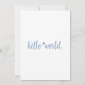 Minimalist Hello World ベビーシャワー ダスティブルー 招待状 (裏面)