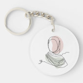 Minimalist Hijab Line Art Circle -Acrylic Keychain キーホルダー (正面)