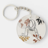 Minimalist Hijab Line Art Circle -Acrylic Keychain キーホルダー (正面)