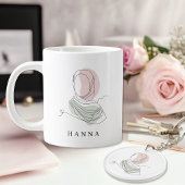 Minimalist Hijab Line Art Circle -Acrylic Keychain キーホルダー