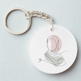 Minimalist Hijab Line Art Circle -Acrylic Keychain キーホルダー