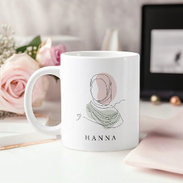 Minimalist Hijab Line Art Jumbo 20oz Mug | Modern ジャンボコーヒーマグカップ