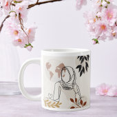 Minimalist Hijabi Line Art Mug | Terracotta & Gold ジャンボコーヒーマグカップ