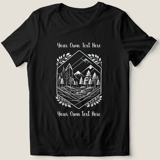 Minimalist Hiker Mountain Crest Your Text Design トライブレンドTシャツ