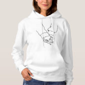 Minimalist Holding Hands Line Art Hoodie - Romanti パーカ (正面)