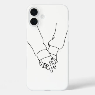 Minimalist Holding Hands Line Art iPhone Case - Ro 16 Plusケース
