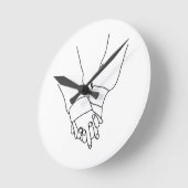 Minimalist Holding Hands Line Art Wall Clock - Mod ラウンド壁時計 (傾斜)