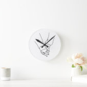 Minimalist Holding Hands Line Art Wall Clock - Mod ラウンド壁時計 (ホーム)