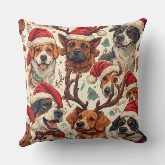 Minimalist Holiday Dog Lover Gift | Festive Contin クッション (裏面)