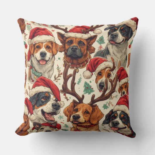 Minimalist Holiday Dog Lover Gift | Festive Contin クッション (正面)