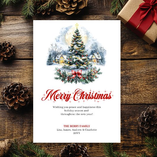 Minimalist holiday scene Christmas greeting card シーズンカード