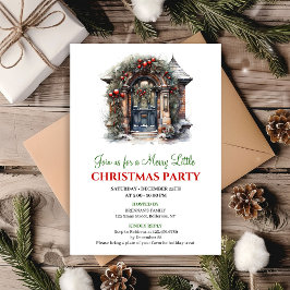 Minimalist Holiday scene Christmas party invite 招待状