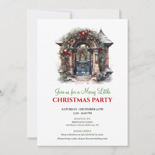 Minimalist Holiday scene Christmas party invite 招待状 (正面)
