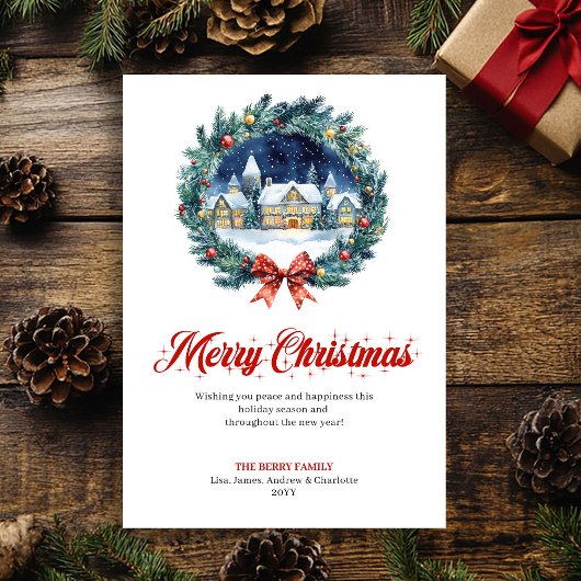 Minimalist Holiday Scene Designer Greeting Card シーズンカード