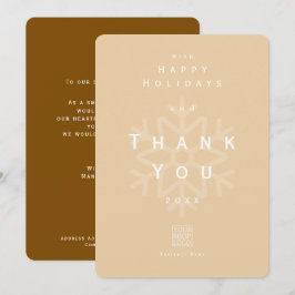 Minimalist Holiday Thank You Business Beige Brown サンキューカード