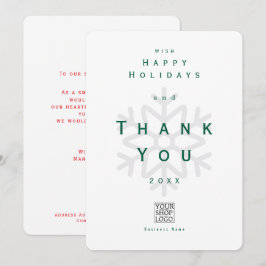 Minimalist Holiday Thank You Business White サンキューカード