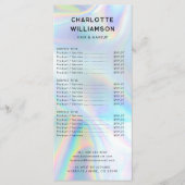 Minimalist Holographic Business Price List Card メニュー (正面)