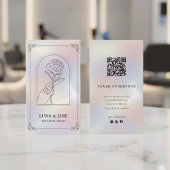 Minimalist Holographic Floral QR Code  名刺