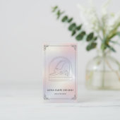 Minimalist Holographic Yoga Studio QR Code 名刺 (スタンド正面)